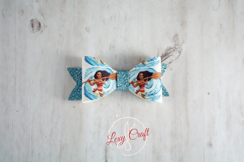 Faux Leather Hair Bow Disney Moana Bow Child Hair Bow - Disney Princess Bow 3 14