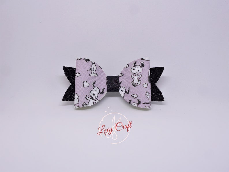 Faux Leather Hair Bow Snoopy Bow 3 14 Child Hair Bow Peanuts Bow