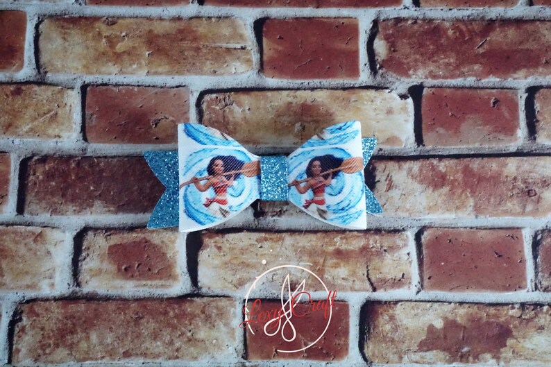 Faux Leather Hair Bow Disney Moana Bow Child Hair Bow - Disney Princess Bow 3 14