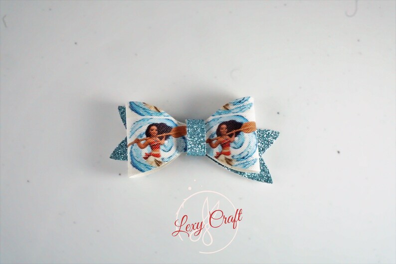 Faux Leather Hair Bow Disney Moana Bow Child Hair Bow - Disney Princess Bow 3 14