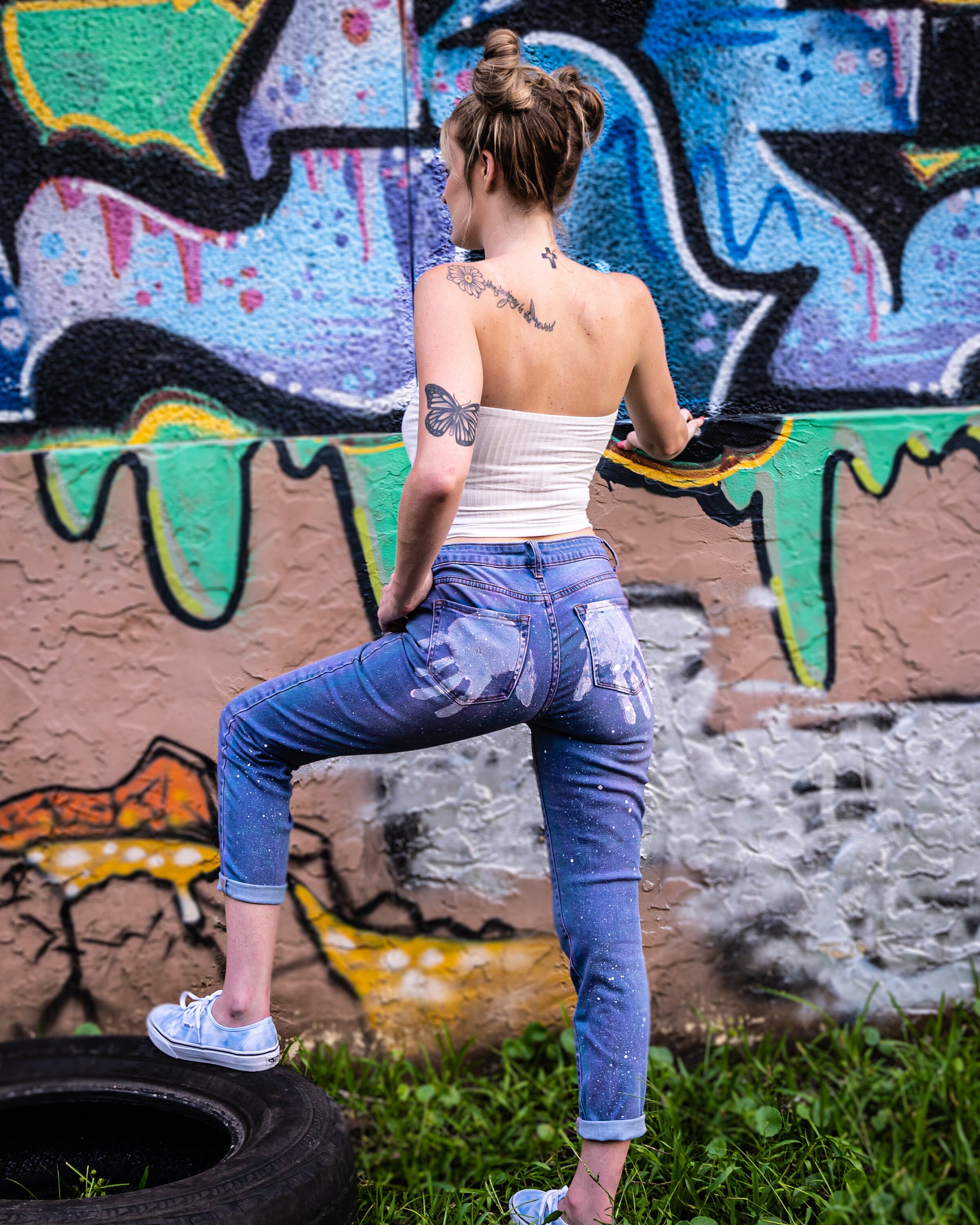 Hand print jeans Clearance