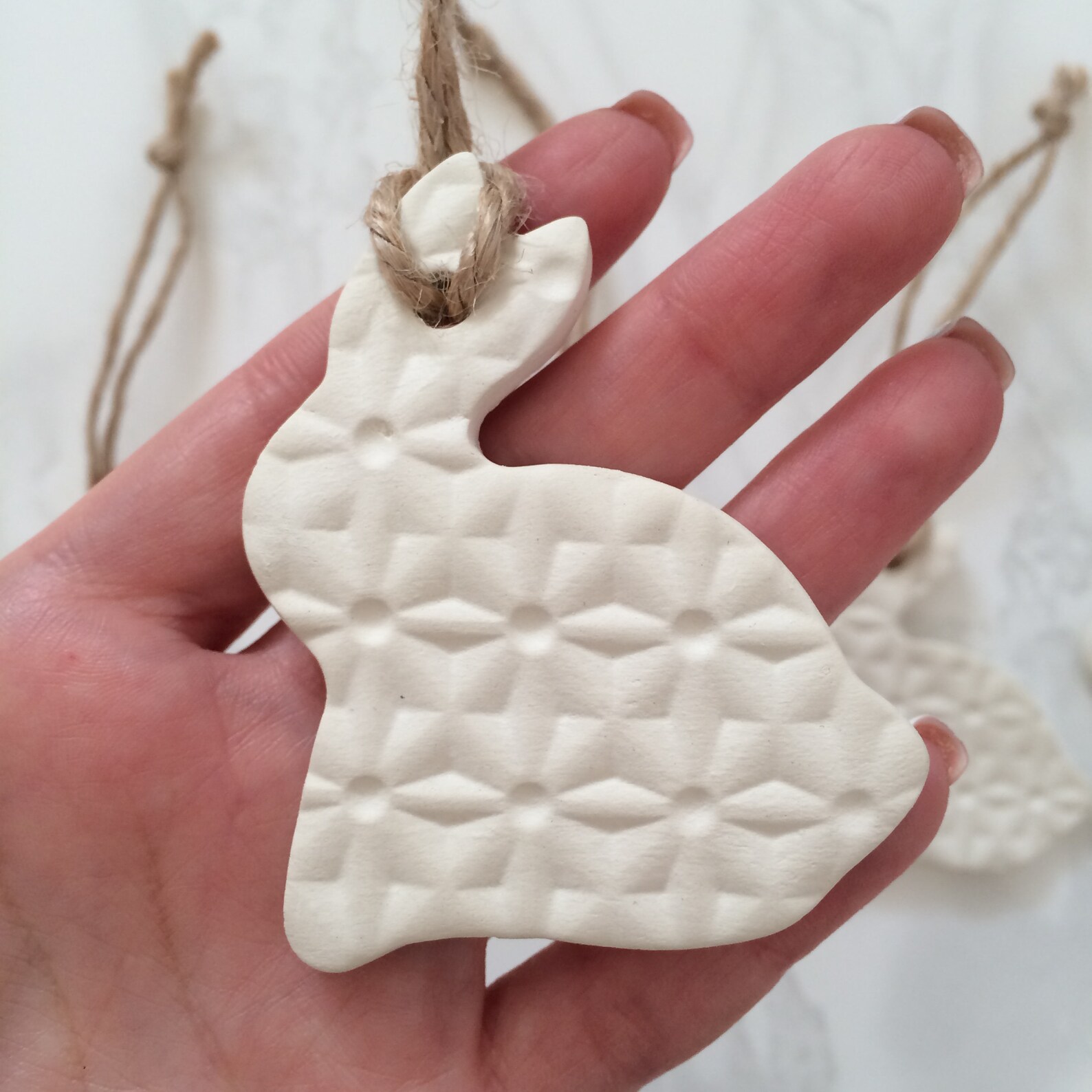 Set of 5 Easter ornaments Air dry clay Easter bunny Etsy