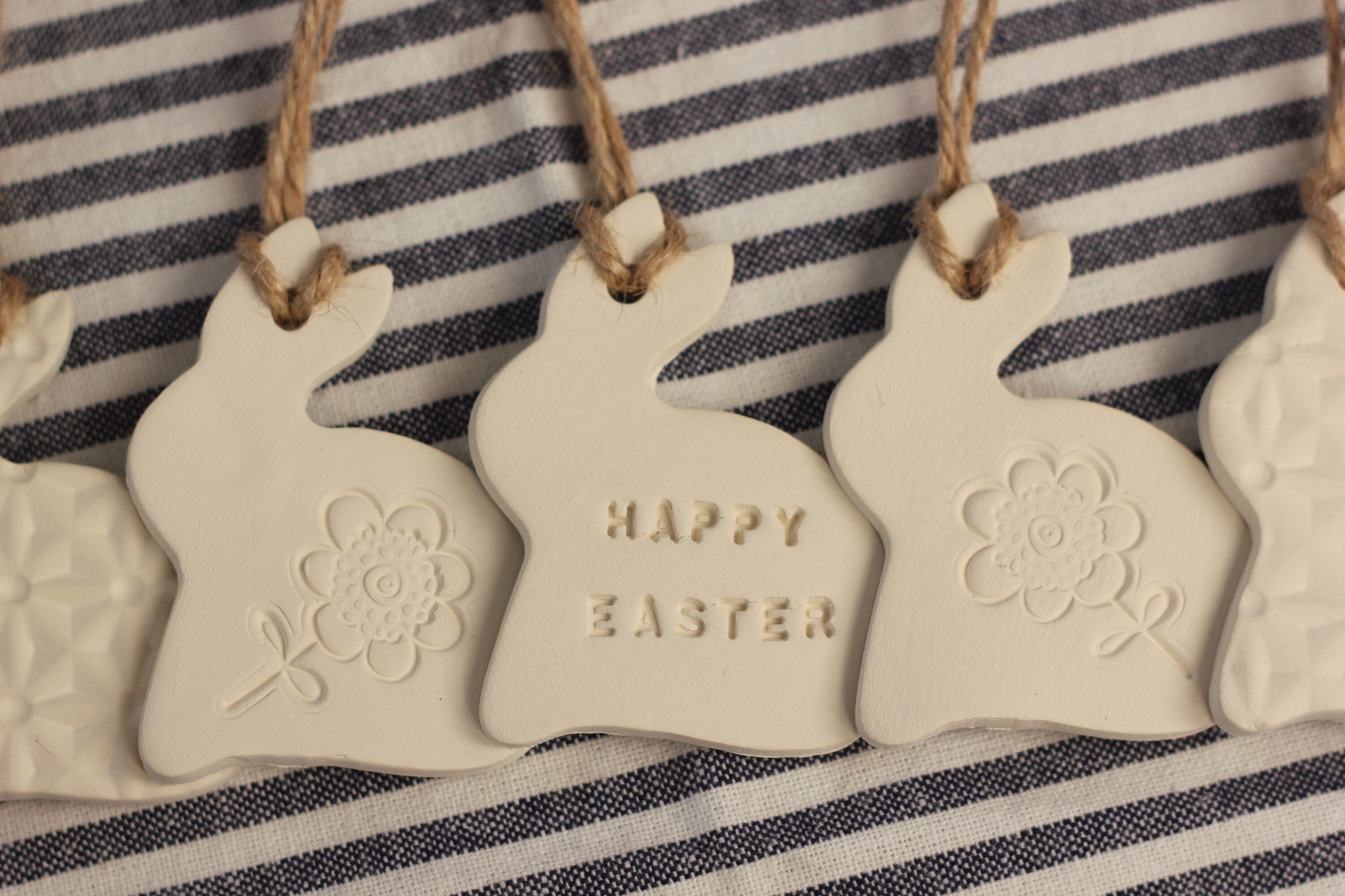 Set of 5 Easter ornaments Air dry clay Easter bunny Etsy