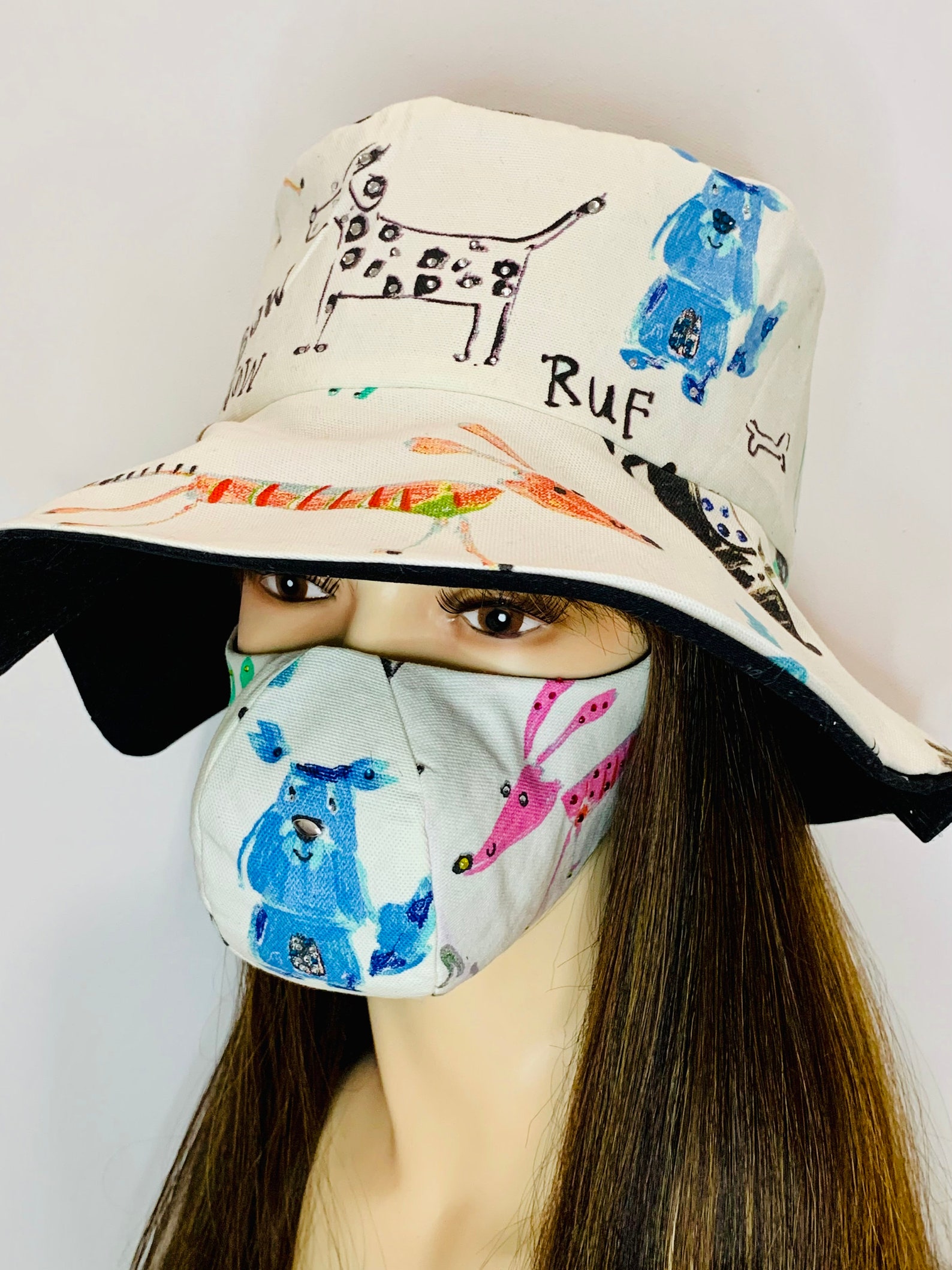 Bucket hat face mask with crystals for teens and the YOUNG Etsy