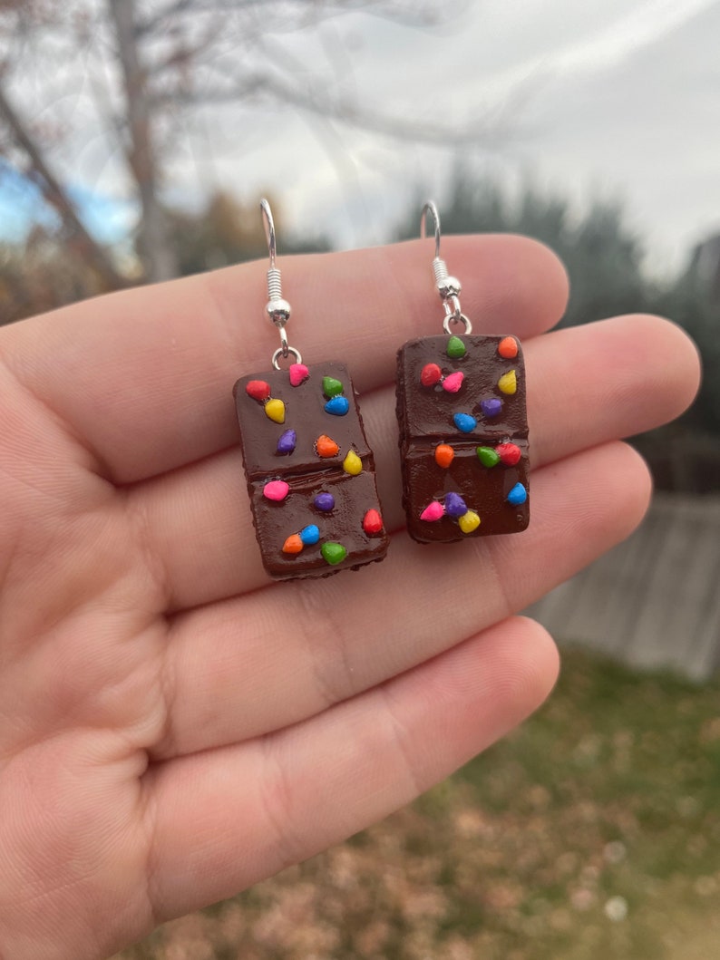 Cosmic Brownie Earrings Food Earrings Dessert Earrings Etsy