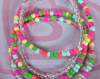 Set of 4- Multicolored seed bead stackable stretch bracelets set, seed bead jewelry, bracelets for kids, stretch bracelets