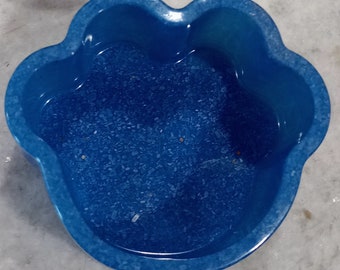 Paw print trinket dish,blue trinket dish,paw print jewelry organizer,resin trinket box,gift for animal lover