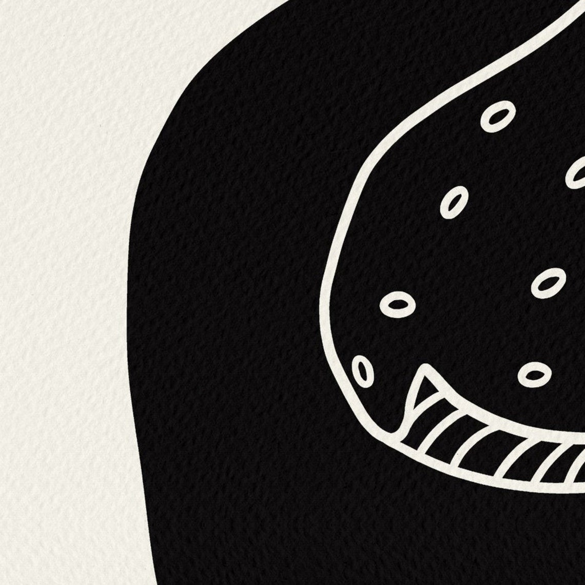 Mushroom Wall Art Printable, Black and White Art, Mushroom Art