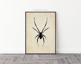 Spider Wall Art, Spider Printable, Halloween Printable Wall Art, Halloween Decor, Vintage Halloween Prints, Halloween Art Print, Fall Decor