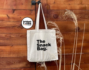 The Snack Bag, Snack Tote, Day Trip Bag, Canvas Tote Bag, Road Trip Gifts, Snacks Travel Bag, Tote Bag Travel, Reusable Bags, Girls Trip Bag