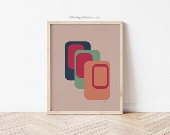 Geometric Wall Art, Retro Art, Mid Century Modern Printable Wall Art, Modern Print Download, Printable Art, Digital Download Art, 60s Decor
