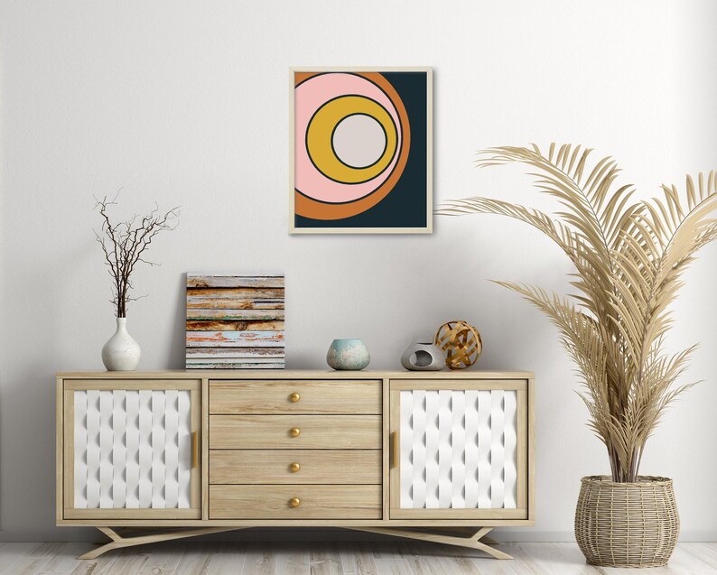 Circle Art, Mid Century Modern Printable Wall Art, Retro Art, 70s Art, 60s Art, Mod Art Print, Geometric Wall Art, Modern Print Download image 3