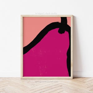 Pear Art Print, Printable Wall Art, Mid Century Modern Wall Art Printable, Classroom Posters, Fruit Kitchen Art, Retro Art, Hot Pink Decor