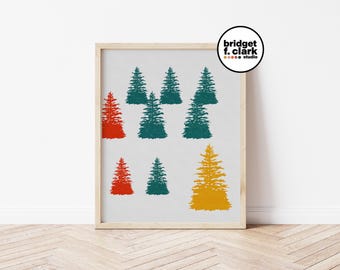 Christmas Tree Art, Christmas Wall Art Print, Colorful Christmas Sign, Printable Wall Art, Modern Christmas Decor, Christmas Gift for Home