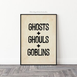 Imprimibles vintage de Halloween, fantasmas y duendes, arte de pared imprimible de otoño, impresiones de refranes de Halloween, decoración moderna de Halloween, arte de Halloween