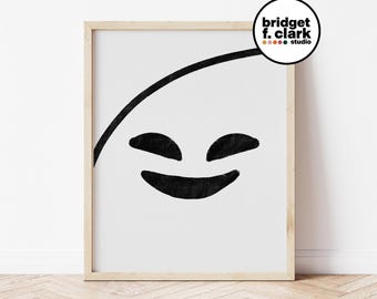 Arte fantasma stampabile, arte moderna di Halloween, decorazioni carine di Halloween, arte murale stampabile di Halloween, decorazioni di Halloween in bianco e nero,