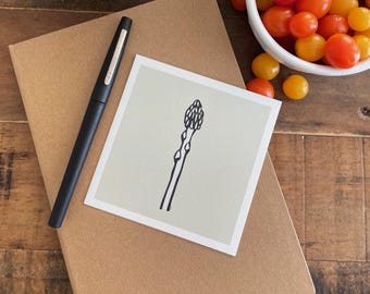 Asparagus Print, 4x4 Prints, Kitchen Art Mini Print, Vegetable Art Prints, Modern Food Prints, Black and White Art, Gifts Under 10 Dollars