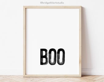 Boo Print, Halloween Printable Wall Art, Black and White Halloween Decor, Modern Halloween Printable Art, Fall Wall Art Printable
