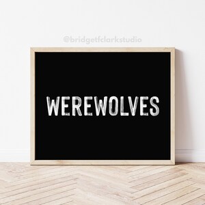 Werewolf Art, Printable Wall Art, Halloween Decor, Halloween Printable Artwork, Halloween Art Print, Black and White Art, Fall Wall Art