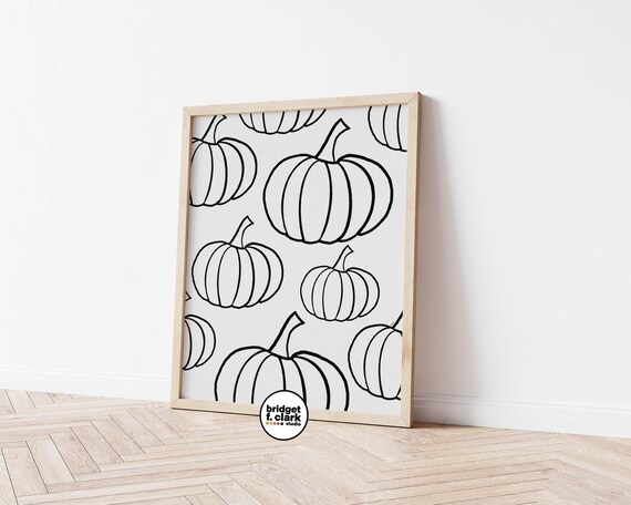 BW Pumpkins Printable Wall Art, Minimalist Halloween Printable Art, Pumpkin Wall Art Print, Thanksgiving Prints Modern, Fall Season Decor