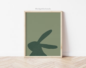 Rabbit Art, Easter Printable Wall Art, Bunny Art Nursery, Wall Decor for Kids Room, Modern Animal Prints, Spring Art Print, Digital Art