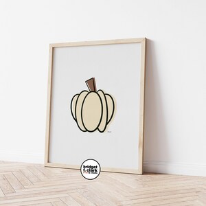 Neutral Pumpkin Print, Minimalist Halloween Printable Wall Art, Autumn Pumpkin Printable Art, Modern Thanksgiving Illustration Download