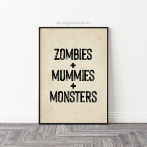 Vintage Halloween Printables, Zombies Decor, Mummies Halloween Decor, Halloween Monsters Print, Halloween Sayings Print, DIY Halloween Decor
