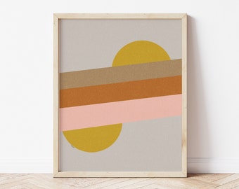 Abstract Sun Print, 70s Art, Printable Wall Art, Modern Stripes, Earth Tone Wall Art, Geometric Wall Art Printable, Retro Art, MCM Wall Art