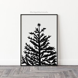 Christmas Tree Art, Christmas Wall Art Printable, Black and White, Printable Wall Art, Modern Christmas Decor, Christmas Gift for Home image 3