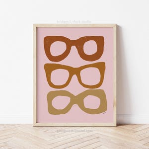 Retro Art, Printable Wall Art, Glasses Art, Trendy Art Prints, Apartment Wall Decor, College Dorm Decor, Modern Print Download, Digital Art