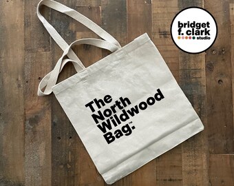 The North Wildwood Bag, Natural Tote Bag, New Jersey Gifts, Canvas Tote Bag, Cotton Reusable Bags, Modern Tote Bag, NJ Shore, Beach Tote