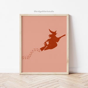 Witch Art Print, Halloween Printable Art, Pink Halloween Decor, Halloween Witch Decor, Fall Printables Wall Art, Modern Halloween Signs