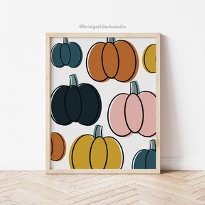 Pumpkin Art Print, Fall Printable Wall Art, Pumpkins Art Printable, Thanksgiving Decor, Wall Art Printable, Fall Wall Art, Halloween Signs