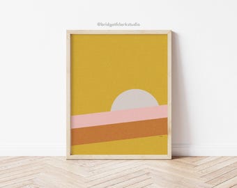 Abstract Sun Art, Mid Century Modern Printable Wall Art, Geometric Wall Art, Retro Art, Wall Decor for Her, MCM Wall Art, Trendy Art Prints