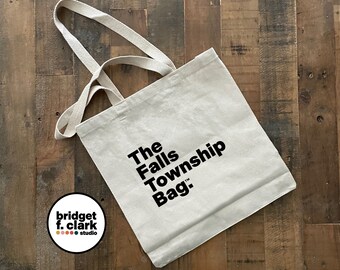 The Falls Township Bag, Canvas Tote Bag, Pennsylvania Gifts, Grocery Bag, Book Bag, Teacher Gifts Ideas, Realtor Closing Gifts, Market Tote