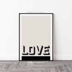 Love Artwork, Modern Printable Wall Art, Black and White Art, Room Decor for College, Wall Art for Bedroom, Typography Art Print Download