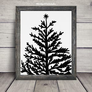 Christmas Tree Art, Christmas Wall Art Printable, Black and White, Printable Wall Art, Modern Christmas Decor, Christmas Gift for Home image 2
