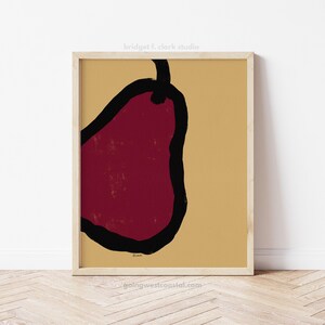Pear Art Print, Mid Century Modern Wall Art Printable, Pear Kitchen Decor, Digital Download Wall Art, Fruit Kitchen Art, Printable Wall Art
