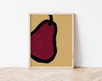 Birnen-Kunstdruck, Mid Century moderne Wandkunst druckbare, Birnenküchen-Dekor, digitaler Download Wandkunst, Obstküchenkunst, druckbare Wandkunst