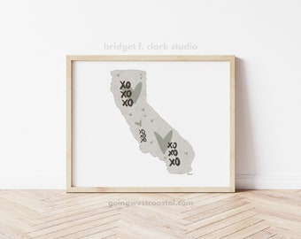 California Art Print, Printable Wall Art, Christmas Gift for Neighbor, College Dorm Decor, California Gift, Modern Print Download, Art Print