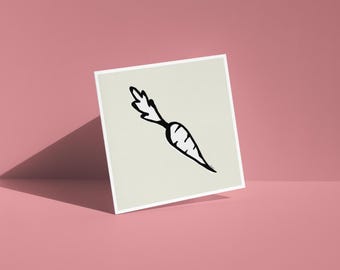 Carrot Artwork Printed, Mini Art, 4x4 Prints, Tiny Vegetable Art Prints, Modern Food Prints, Gifts Under 10 Dollars, Small Pictures
