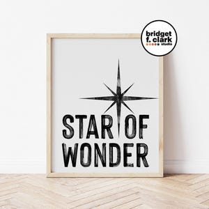 Star of Wonder, Christmas Star, Black and White Art, Boho Printable Wall Art, Modern Christmas Decor, Farmhouse Wall Art Printable
