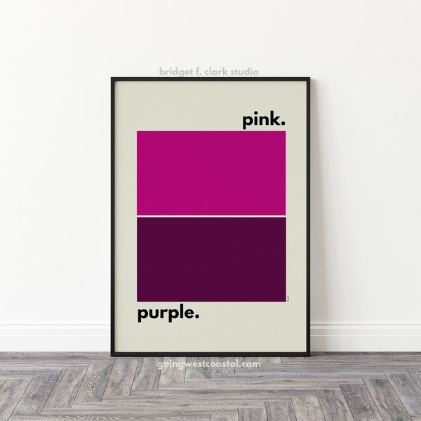 Color Block Art, Color Block Print, 60s Decor, Retro Art, Printable Wall Art, Entryway Sign, Playroom Art, Hot Pink Decor, Printable Artwork