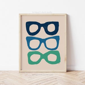 Printable Wall Art, Glasses Art, Retro Art, Apartment Wall Decor, College Dorm Decor, Office Art Print, Gift for Readers, Gift Art
