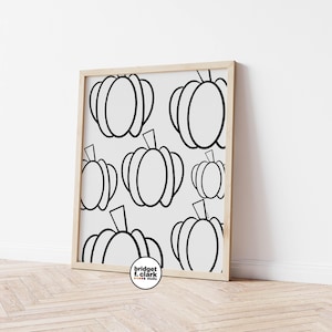 Line Art Pumpkins Printables, B&W Prints, Thanksgiving Decor Fall Prints, Printable Pumpkin Print, Classy Halloween Signs, Autumn Wall Art