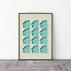 House Art Print, Printable Wall Art, Retro Art, Modern House Art, 60s Decor, Mid Century Modern Wall Art, Housewarming Gift for Couple