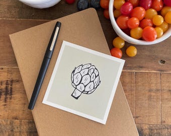Artichoke Prints, 4x4 Prints, Vegetable Art Prints, Modern Food Prints, Black and White Art, Gifts Under 10 Dollars, Affordable Art Mini,