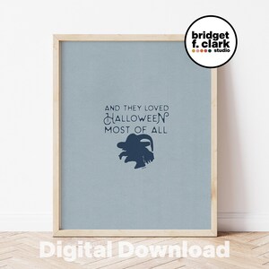 Witch Art Download, Blue Halloween Decor, Pastel Halloween Printable Art, Modern Halloween Sign, Halloween Witch Decor, Printable Wall Art