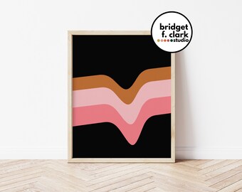 Colorful Abstract Art, Printable Wall Art, Abstract Wall Art Printable, Retro Art, 70s Art, Modern Print Download, Bedroom Decor for Girls