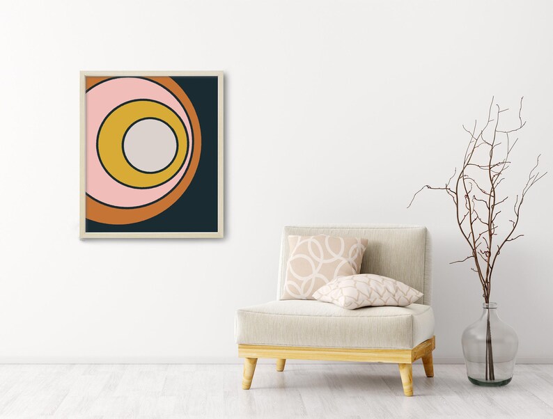 Circle Art, Mid Century Modern Printable Wall Art, Retro Art, 70s Art, 60s Art, Mod Art Print, Geometric Wall Art, Modern Print Download image 2